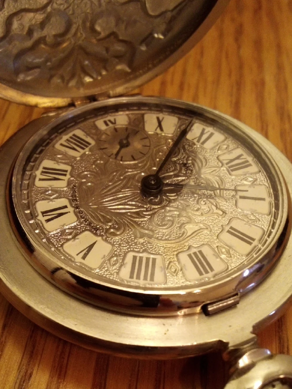 Russian Pocket Watch with Color Inlay - Bronze Tone